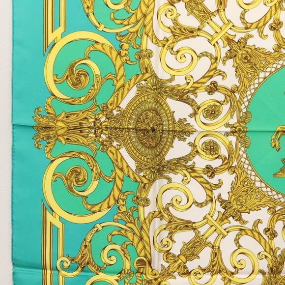 HERMES Carre 90 Scarf ""LES TUILERIE"" Silk Green Auth - Picture 10 of 14